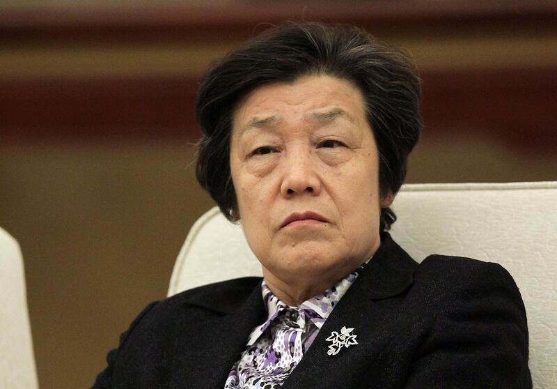 2005年6月至2017年2月,吴爱英任中国司法部部长,2017年10月14日,吴爱英因严重违纪被开除党籍。 (路透社图片)
