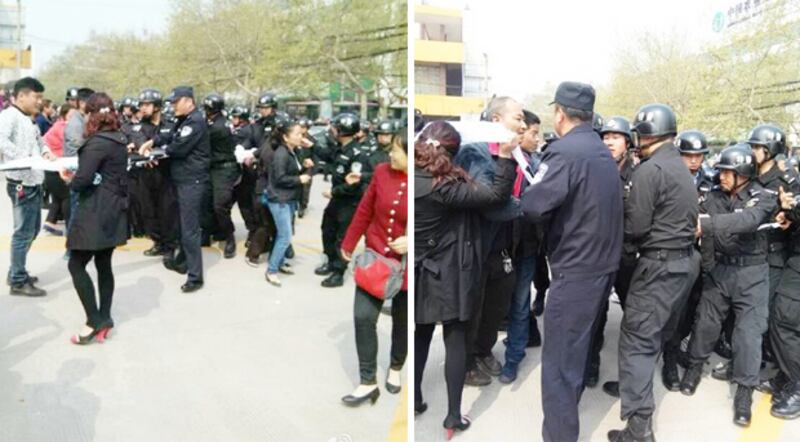 大批特警出動,期間與業主發生肢體衝突。(照片來自維權人士)