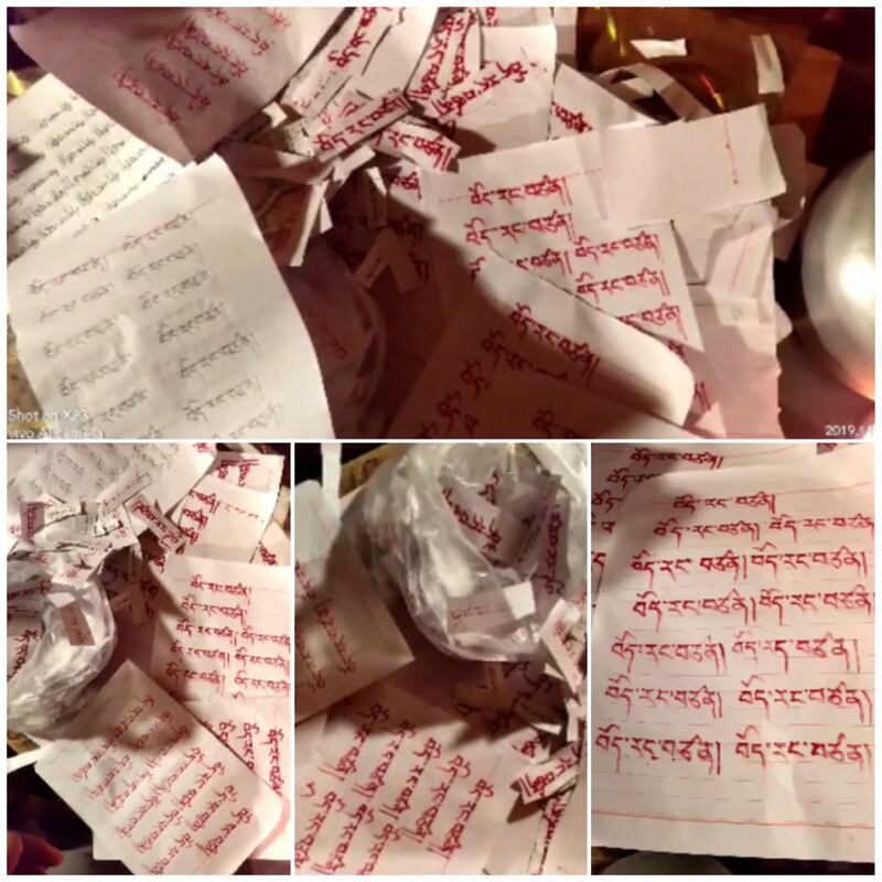 云丹和拉杰在示威时抛撒的“西藏独立”标语传单（受访人提供）