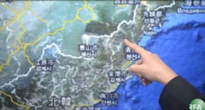 Địa điểm vụ thử hạt nhân của Bắc Hàn nằm gần ranh giới Trung Quốc? RFA Screen cap.