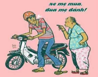 Xe mẹ mua Đua mẹ đánh. Tác giả 'Sát thủ đầu mưng mủ' biếm họa giao thông VN .