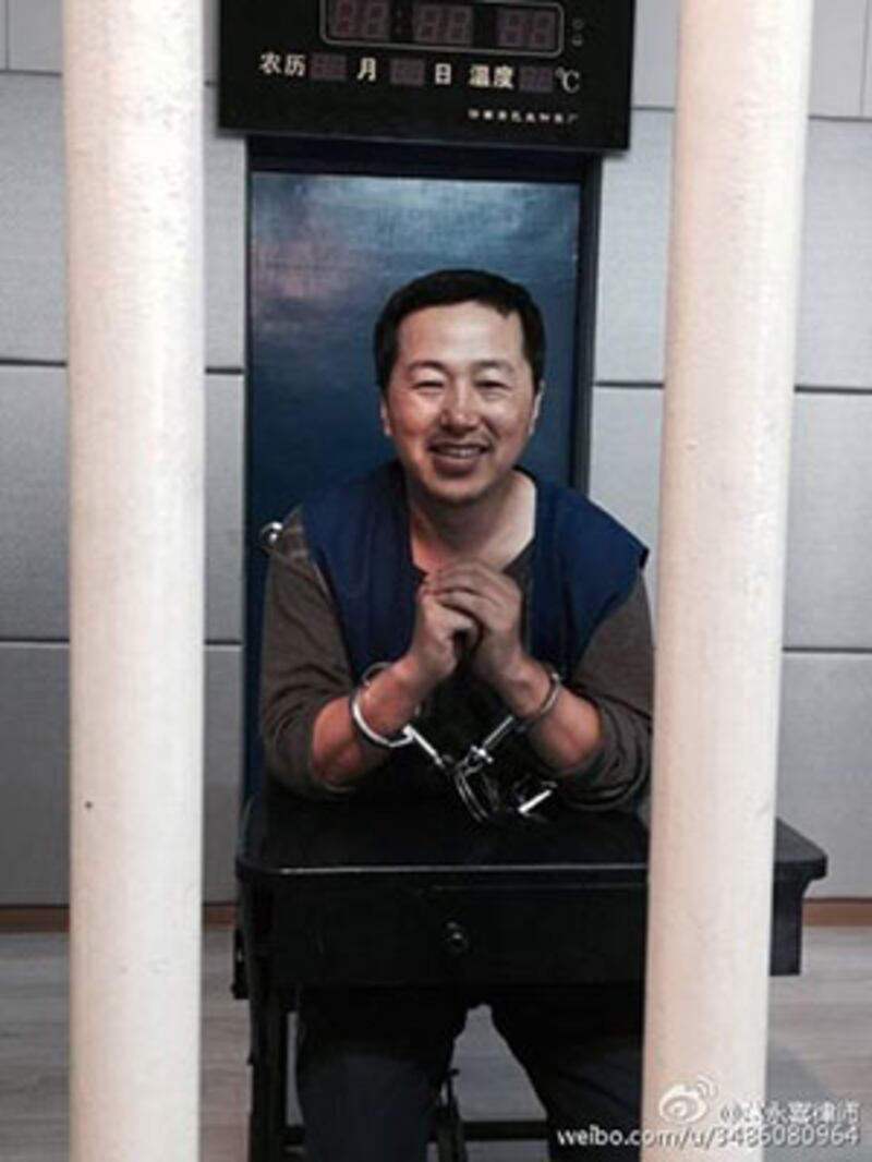 2015年5月25日,維權人士柴寶文對律師說,他編造的消息不構成犯罪。 (葛永喜律師微博)