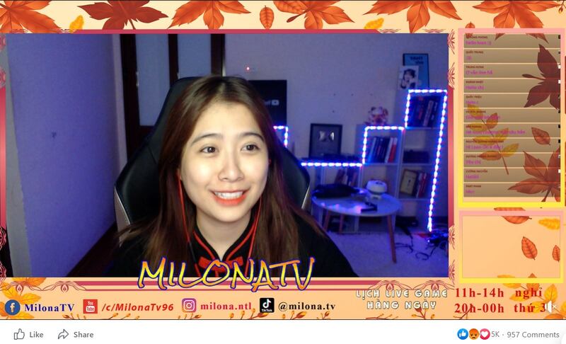 League of Legends gamer Nguyen Thi Thanh Loan, also known as Milona, is seen in this screenshot from Facebook Video.