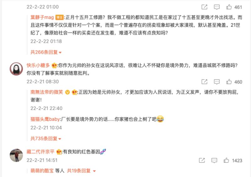 有小粉紅在留言區攻擊葉靜子，受到眾多網民圍剿。（網絡截圖）