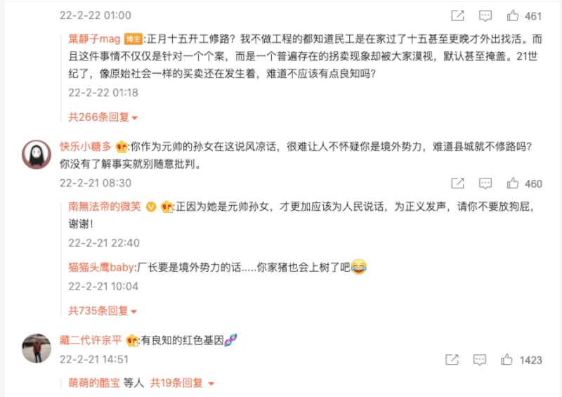有小粉紅在留言區攻擊葉靜子,受到眾多網民圍剿。(網絡截圖)