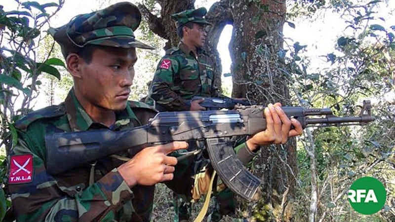 Soldiers from the Ta'ang National Liberation Army aim their rifles in Myanmar's northern Shan state in an undated photo.