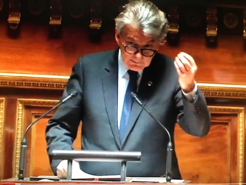 欧盟内部市场专员布勒东(Thierry Breton)在跨议会会议开幕演讲时指出,欧盟在许多领域对全球贸易流动的依赖。(记者蔡凌拍自网站)
