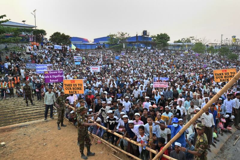 About 100,000 Rohingya greet U.N. leader António Guterres at the camp in Ukhia, Cox’s Bazar, March 14, 2025.