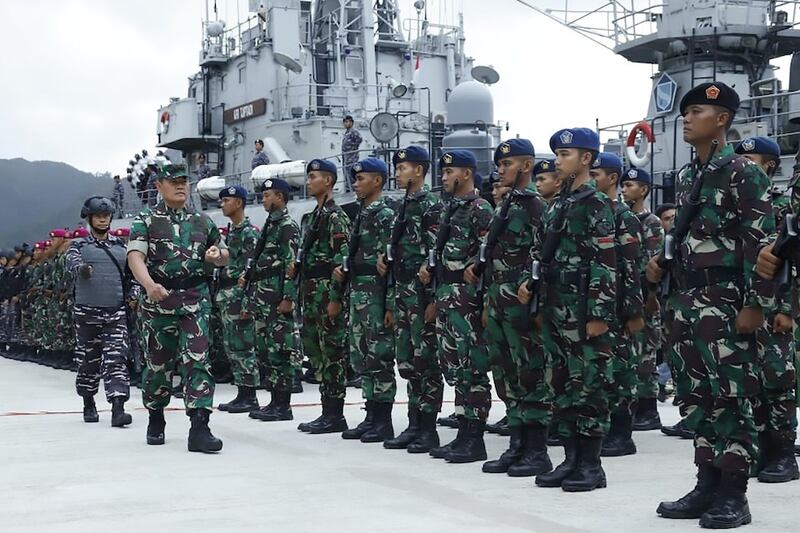 Hình minh hoạ. Hình chụp hôm 3/1/2020: Tư lệnh vùng 1, Phó đô đốc Yudo Margono duyệt quân ở căn cứ quân sự của Indonesia tại đảo Riau