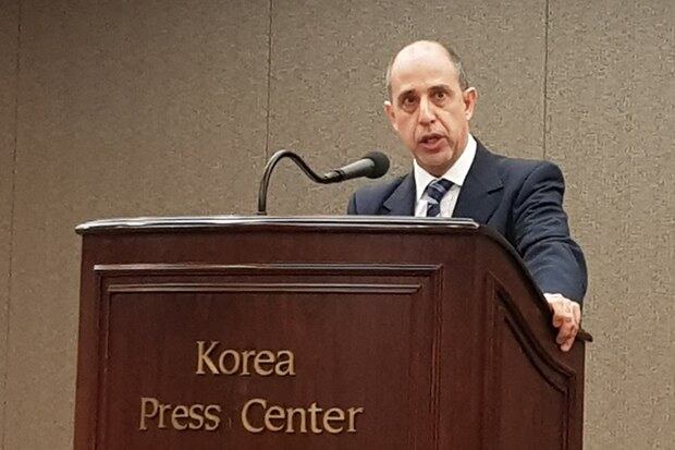토마스 오헤아 킨타나 유엔 북한인권특별보고관이 10일 서울 중구 프레스센터에서 열린 기자회견에서 방한 결과를 발표하고 있다.   
