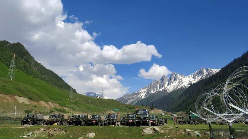 2020年6月15日,中印边防部队在边界西段的加勒万河谷(Galwan valley)发生严重肢体冲突。图为边界的一角。(Reuters)