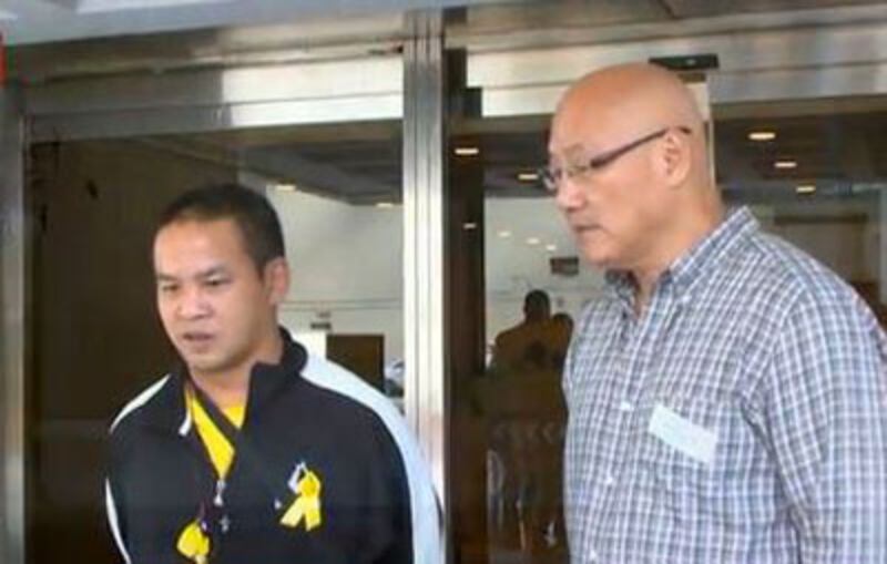 11月20日，佔領人士吳定邦（左），針對旺角亞皆老街佔領區的禁制令提出上訴。（人民力量提供）