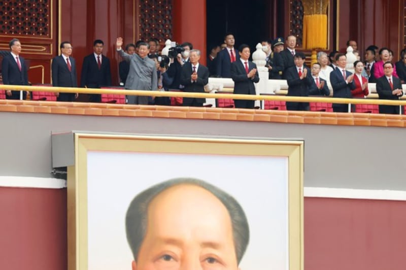 习近平在中共百年党庆活动上。（路透社）