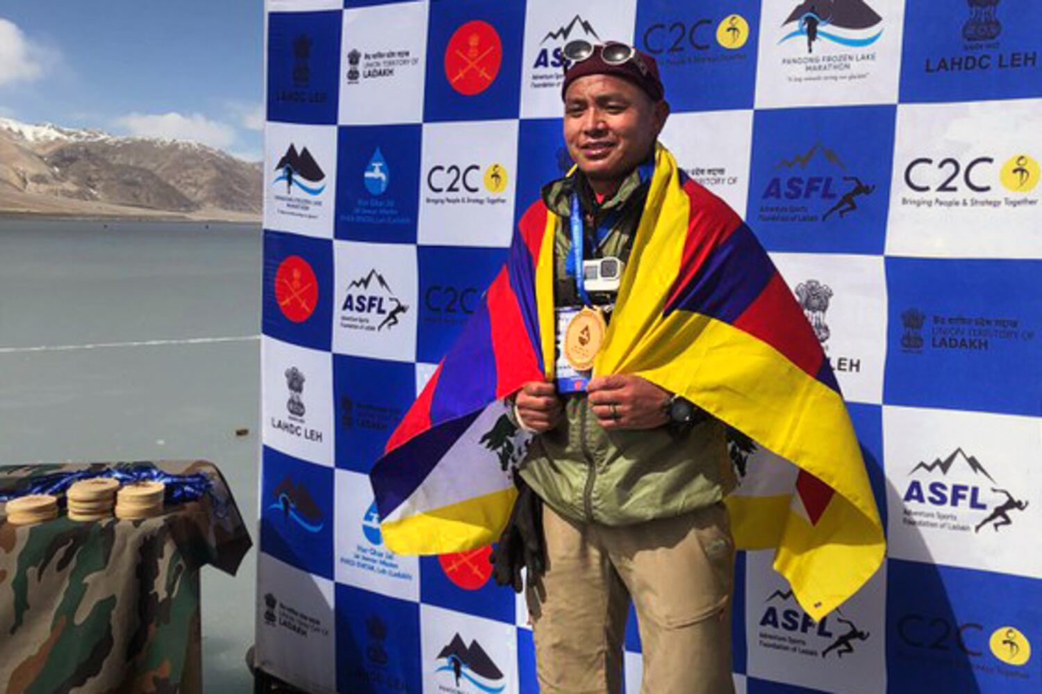 Tibetan athlete takes 3rd place in high-altitude marathon on frozen lake