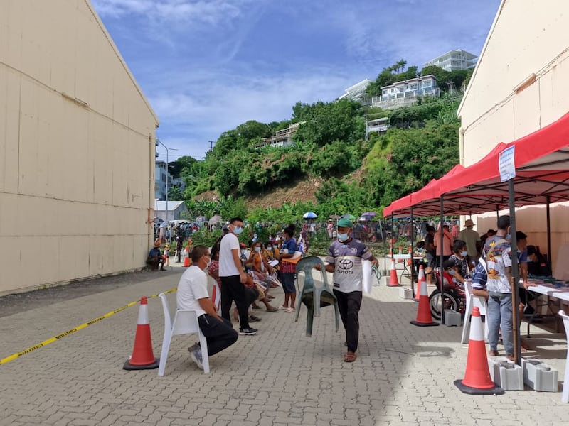 Papua New Guinean patients are identified and triaged prior to boarding the Chinese hospital ship Silk Road Ark in Port Moresby, April 11, 2026