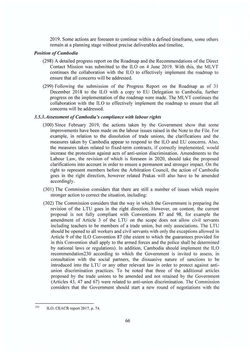 ខ្លឹមសារ​ទំព័រ​ទី៦៦​ នៃ​របាយការណ៍​វាយតម្លៃ​បឋម​របស់​គណៈ​កម្មា​ការ​អឺរ៉ុប​ឈាន​ទៅ​សម្រេចការ​ព្យួរ​ប្រព័ន្ធ​អនុគ្រោះ​ពន្ធ​ EBA​។