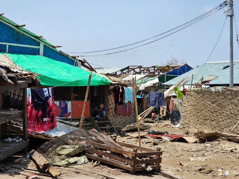 စစ်တွေမြို့ရှိ သက္ကေပြင် ရိုဟင်ဂျာဒုက္ခသည်စခန်းအား ၂၀၂၃ ခုနှစ်၊ မေလ ၂၁ ရက်နေ့က တွေ့ရစဉ်။ (Photo: RFA)