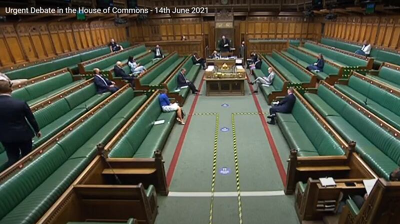 三位英国国会议员现身支持，包括英国保守党议员伊恩·邓肯·史密斯(Sir Iain Duncan Smith)和努斯拉特·加尼(Nusrat Ghani)，以及上议院议员奥尔顿勋爵(Lord Alton)。他们都因批评新疆人权问题而被中国制裁。（视频截图）