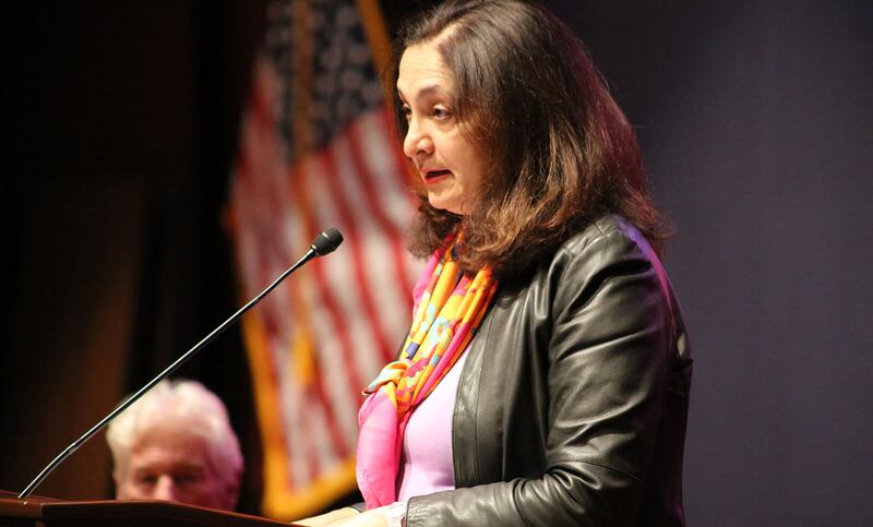Uzra Zeya, the under secretary of state for civilian security, democracy, and human rights, speaks on Dec. 10, 2024, at an event in Washington, D.C., organized by the International Campaign for Tibet.
