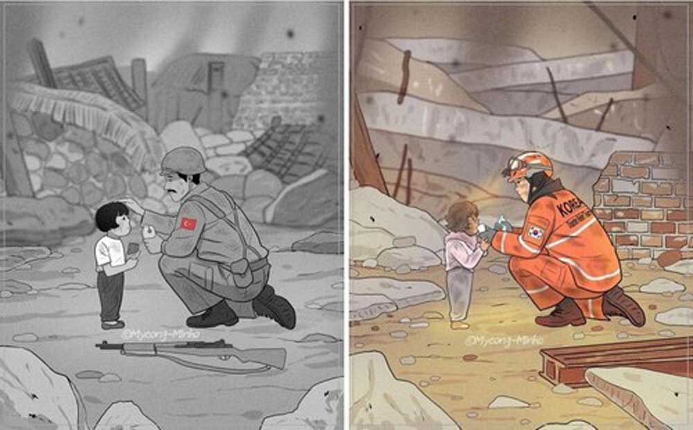 명민호 일러스트레이터가 지난 10일 인스타그램에 올린 튀르키예 강진 애도 그림.