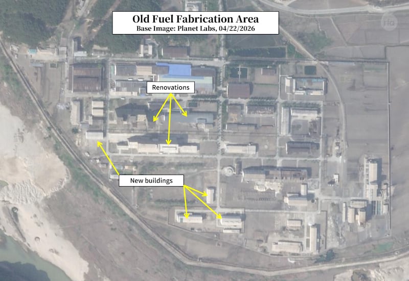 At the old fuel rod fabrication area of North Korea's Yongbyon Nuclear Complex some buildings have been renovated while others were newly built. The purpose of these changes is unknown, experts told RFA.