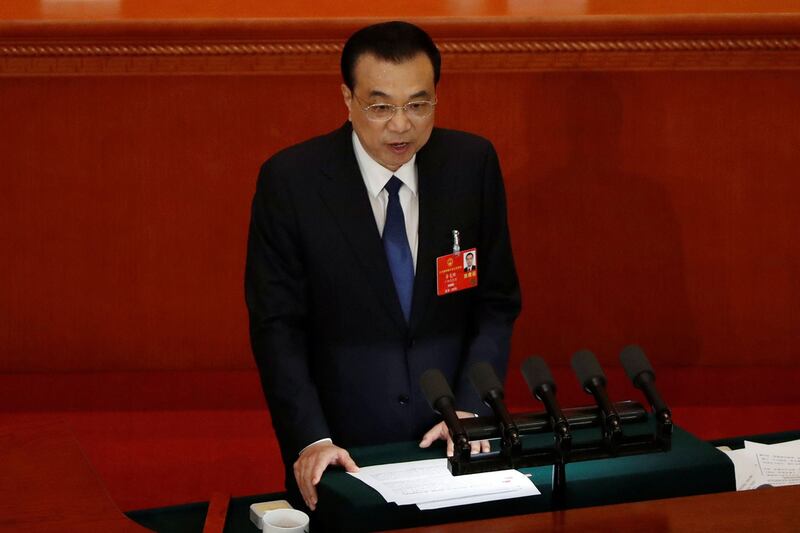 2020年5月22日,中国全国人大会议在北京开召开,中国总理李克强在人大《政府工作报告》中,罕见没有设定今年的GDP目标。(路透社)