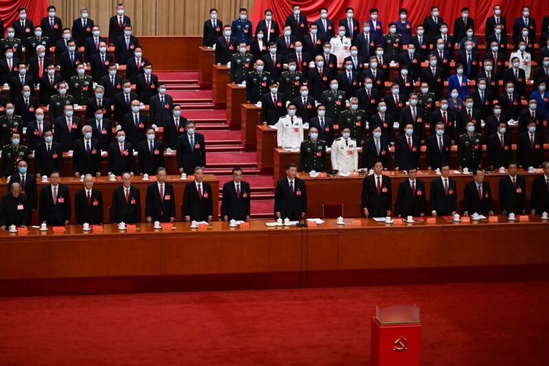 2022年10月22日举行的中共二十大闭幕会议（法新社）