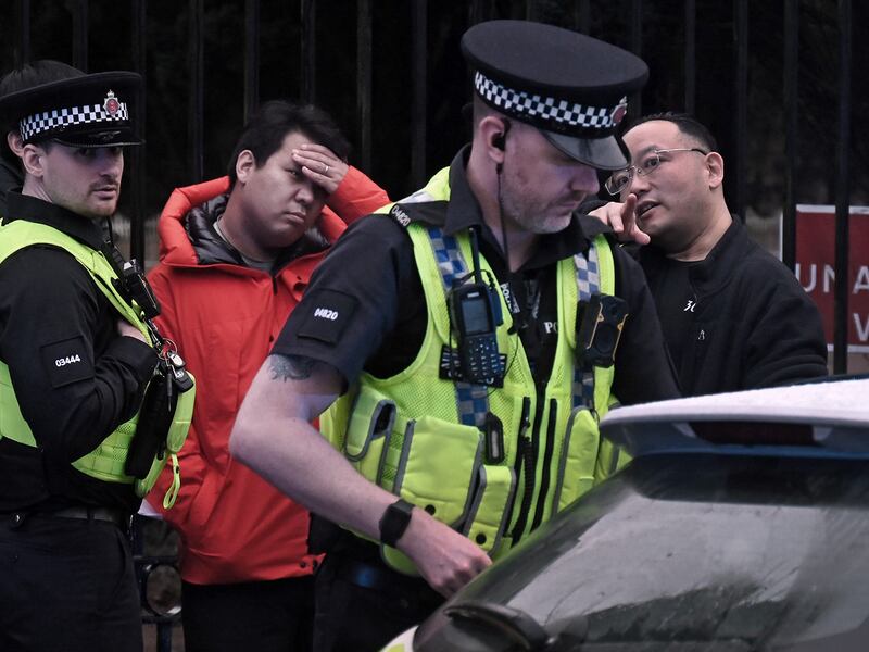 Greater Manchester Police officers at the Chinese consulate, Dec. 28, 2024.