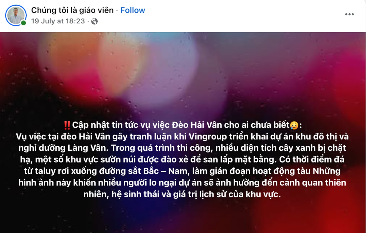 Thông tin đá rơi xuống đường sắt Bắc-Nam tại dự án Vin Làng Vân.