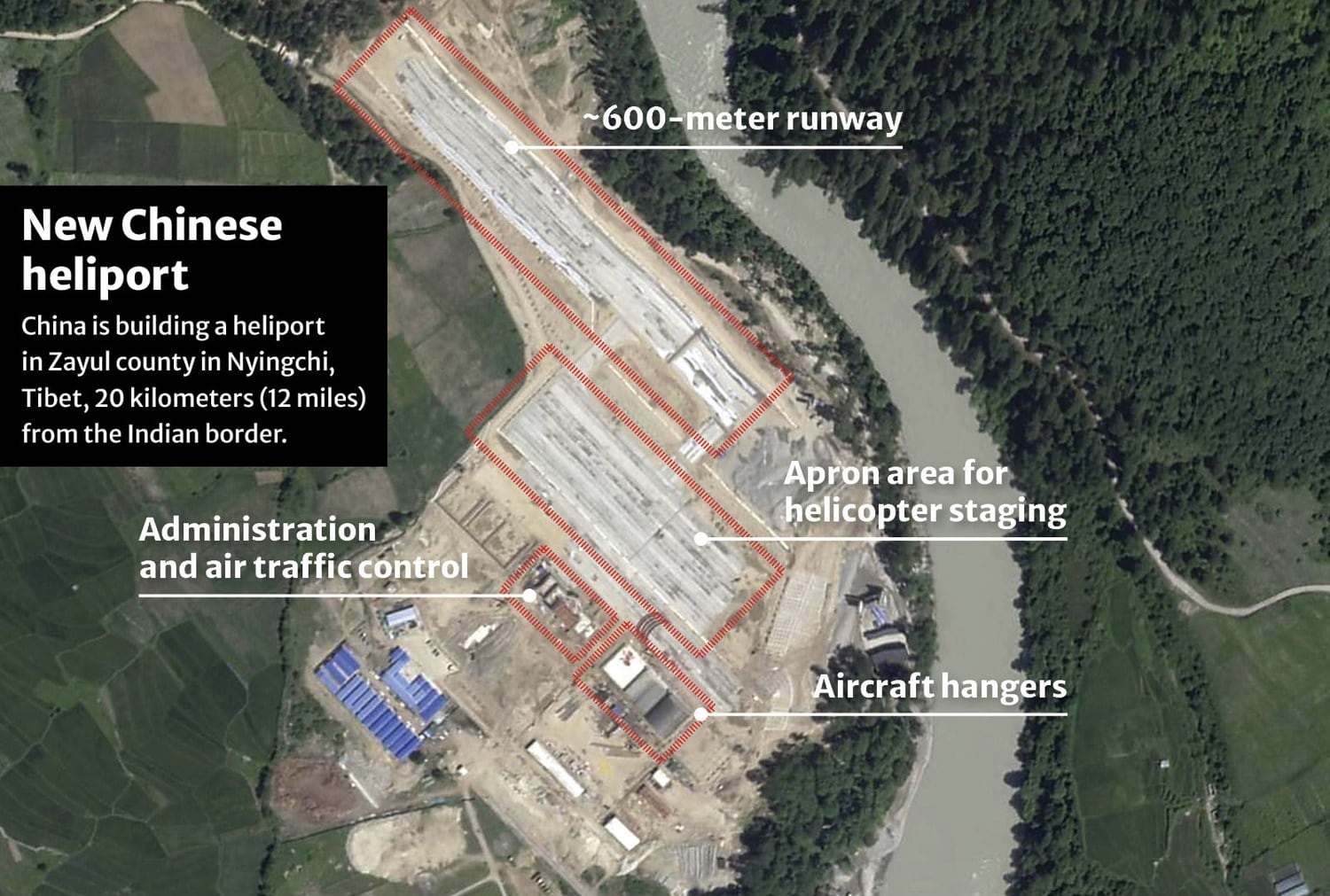 Satellite photos show Chinese heliport in Tibet near disputed border with India