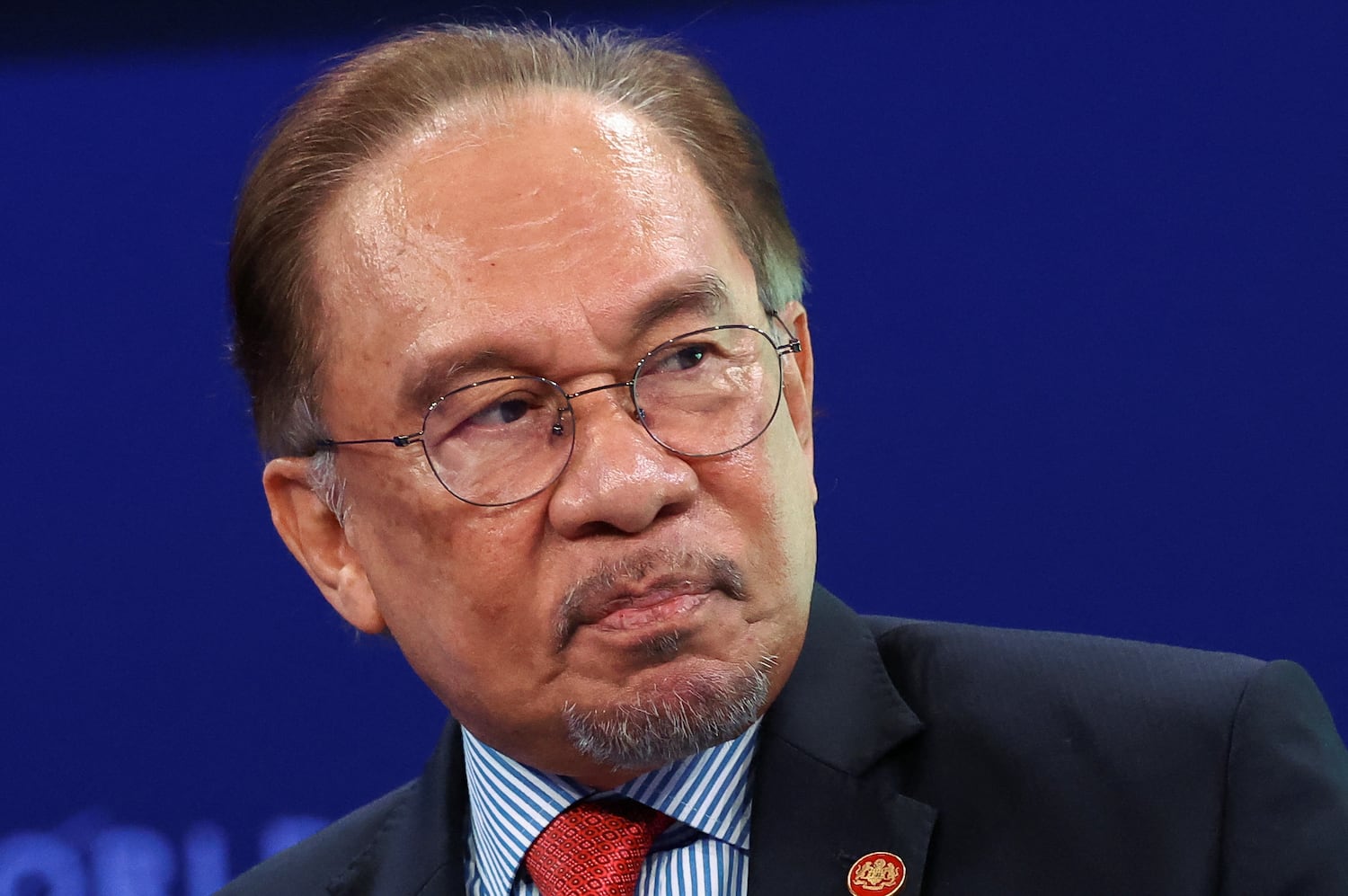 Malaysia's Prime Minister Anwar Ibrahim speaks at a World Economic Forum meeting in Switzerland, Jan. 22, 2025.