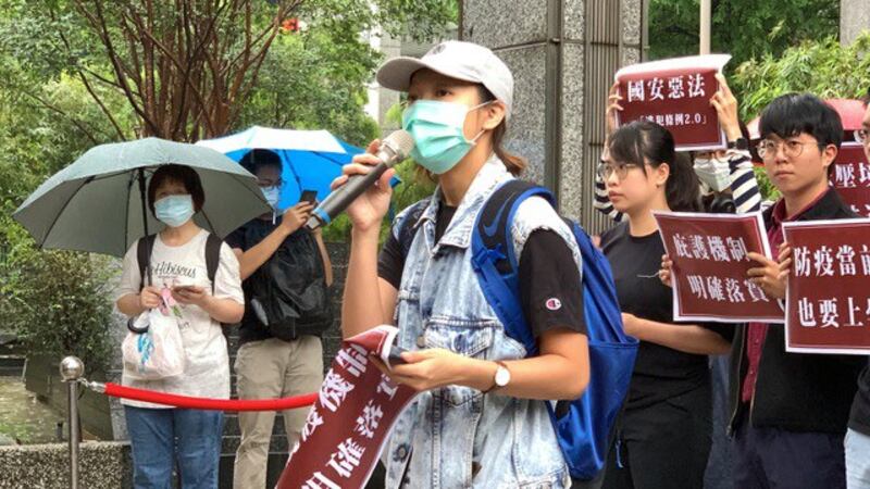 在台港人组织、香港边城青年秘书长Justine。（记者夏小华摄）