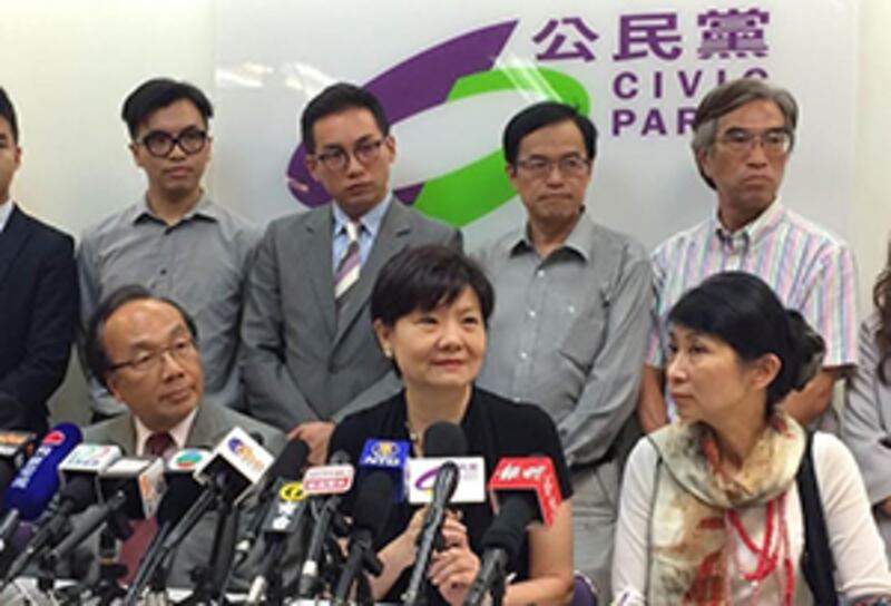 2015年6月22日, 公民黨主席余若薇對湯家驊辭職兼退黨感到可惜,不認為公民黨與湯家驊在政治理念上有偏離。(公民黨提供)