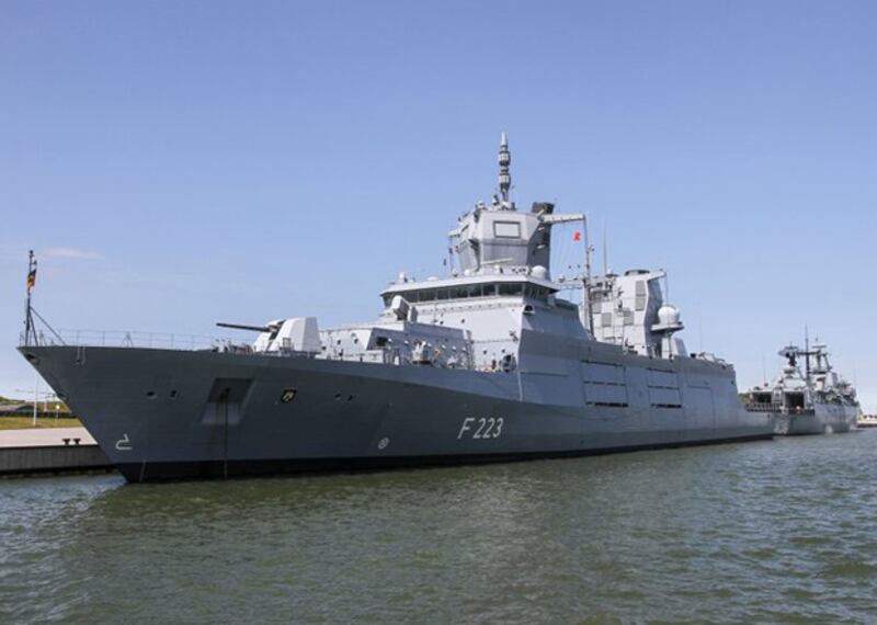 德國國防部在推特上展示的世界最先進的護衛艦之一F223「北威州-威斯特法倫號」。（德國國防部官方推特圖片）