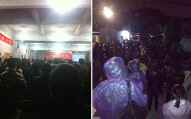 三江教堂過千教友，從4月21日起聚集在教堂內外守護抗拆。（目擊者拍攝）