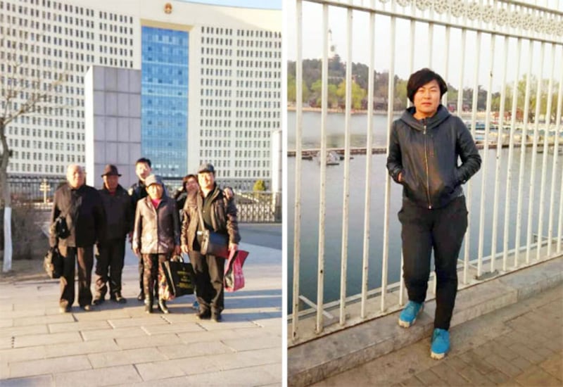 內蒙古烏拉特中旗牧民因草場被強佔開礦，3月初到當地政府上訪沒結果。其中烏蘭其其格（右圖）3月29日被送返內蒙後，扣查23小時釋放。（照片來自南蒙古人權信息中心）