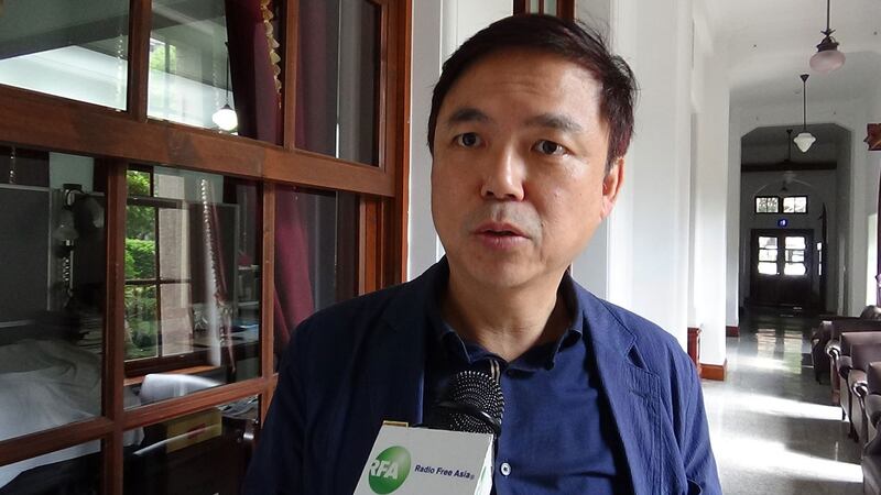 “2047香港监察”召集人钱志健，日前在台湾参加“一国两制”研讨会接受本台采访。（记者夏小华摄）