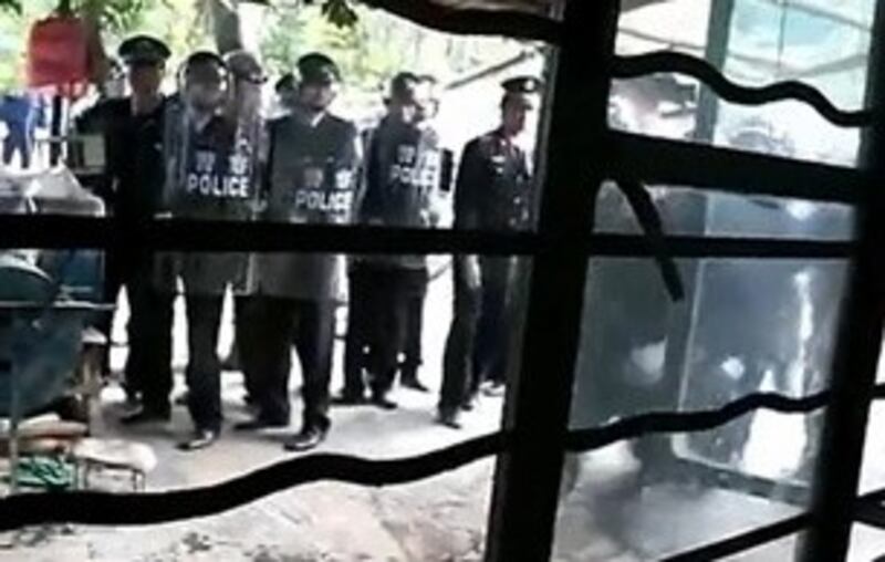 图片： 当局派出大批警员。 （中国茉莉花革命网）