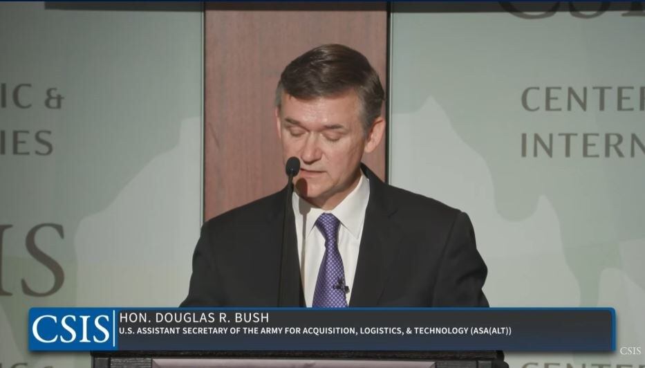 미 연구기관 전략국제문제연구소(CSIS)가 27일 개최한 토론에 참석한 더글라스 부시(Douglas R. Bush) 미 육군 획득·공급·기술 담당 차관보.