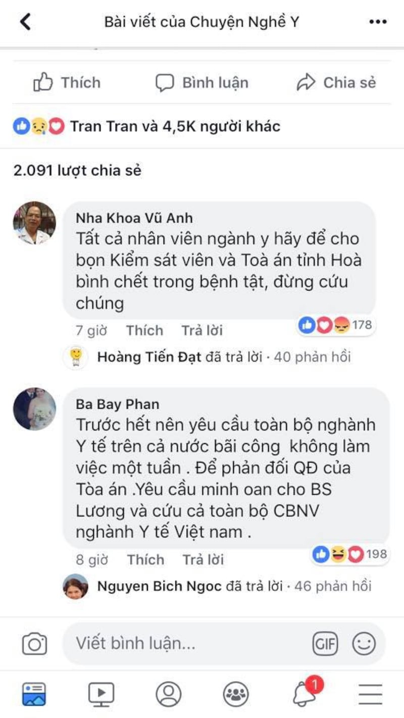 Bình luận trên FB sau phiên tòa xử bác sĩ Hoàng Công Lương