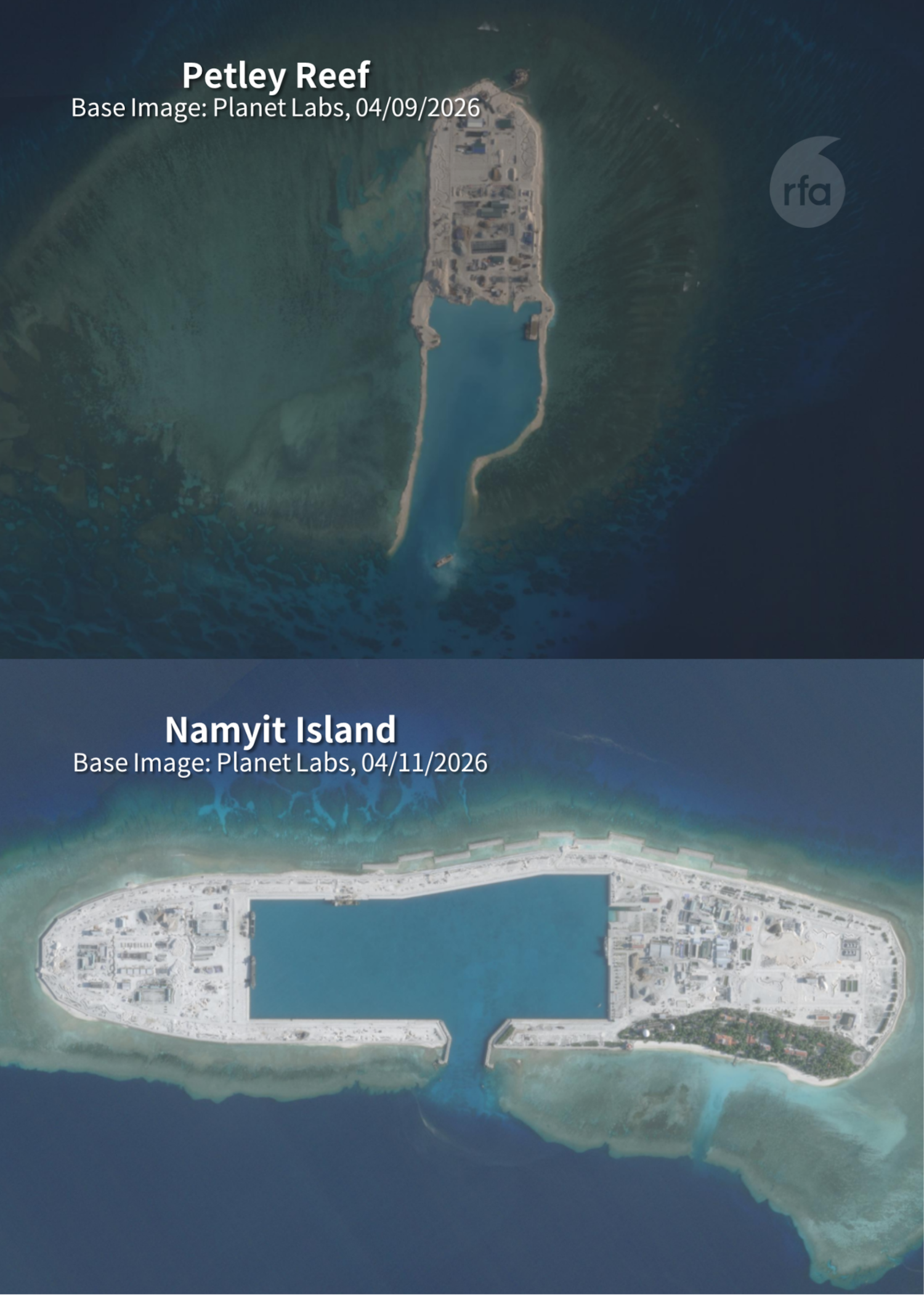 Petley Reef is a rock located in the Spratly Islands that Vietnam first occupied in 1988. Namyit Island is the 12th-largest naturally occurring island in the Spratly Islands and the fifth-largest among those administered by Vietnam.