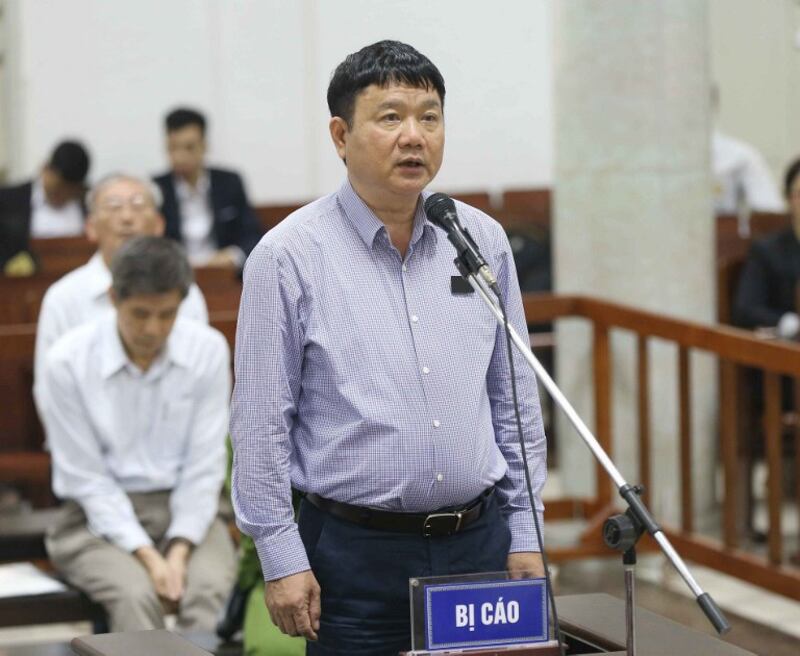 Cựu Ủy viên Bộ Chính trị Đinh La Thăng tại phiên tòa ở Hà Nội hôm 19/3/2018