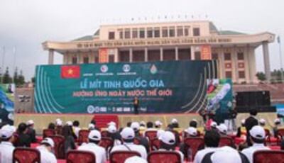 Mít tinh hưởng ứng Ngày Nước Thế giới năm 2014 ở Lai Châu hôm 21/3/2014. Courtesy laichau.gov.vn