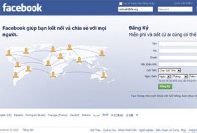 Giao diện Tiếng Việt của trang Facebook.