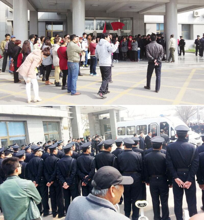 大批滄州警察到場,曾與業主發生衝突,數人被抓。(照片來自維權人士)