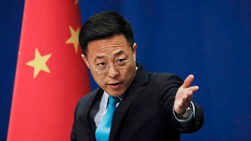 中国外交部发言人赵立坚在16日的记者会上对美日双方将谈及台海稳定等议题表达“严重关切”（美联社图片）