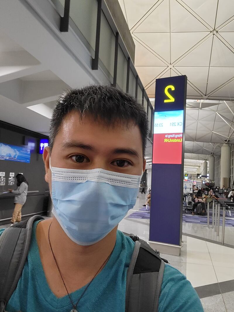 攝於丘文俊離港前。（丘文俊提供）