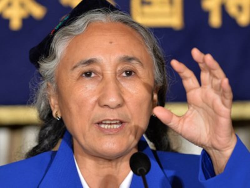 Rebiya Kadeer, president of the World Uyghur Congress, gives a speech in Tokyo, June 20, 2013.