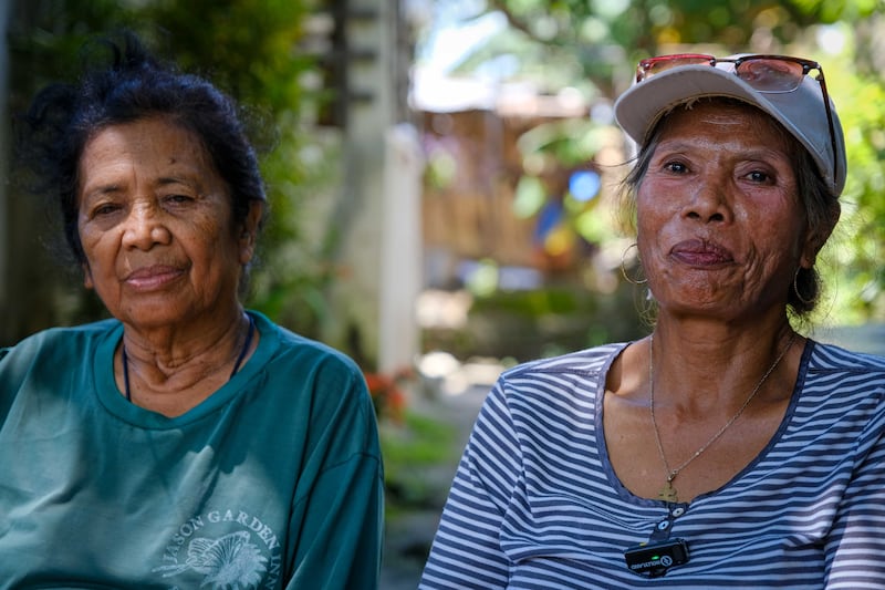 Casamira Capiz Maniego, left, and Petronila Capiz Muñoz, right, leaders of the Aeta Indigenous community, during an interview with RFA at Capas, Tarlac, Philippines Sept. 15, 2026.