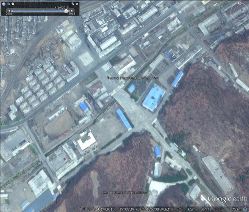 2015년 4월 14일 당시의 ‘강동정밀기계공장'의 모습. 사진-구글 어스 캡쳐/커티스 멜빈 제공